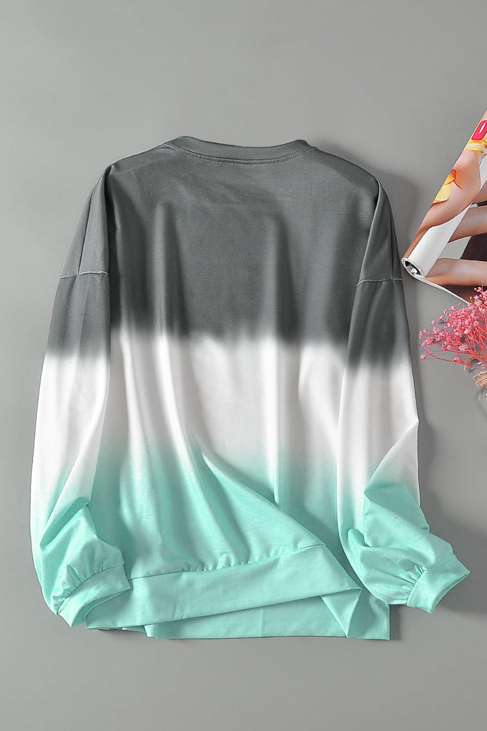 Colour Block Tie Dye Pullover Sweatshirt | Gray