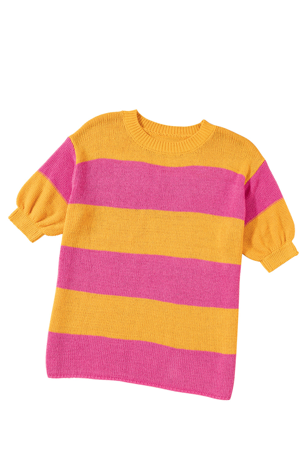 Colour Block Knitted T-Shirt Sweater | Orange Stripe