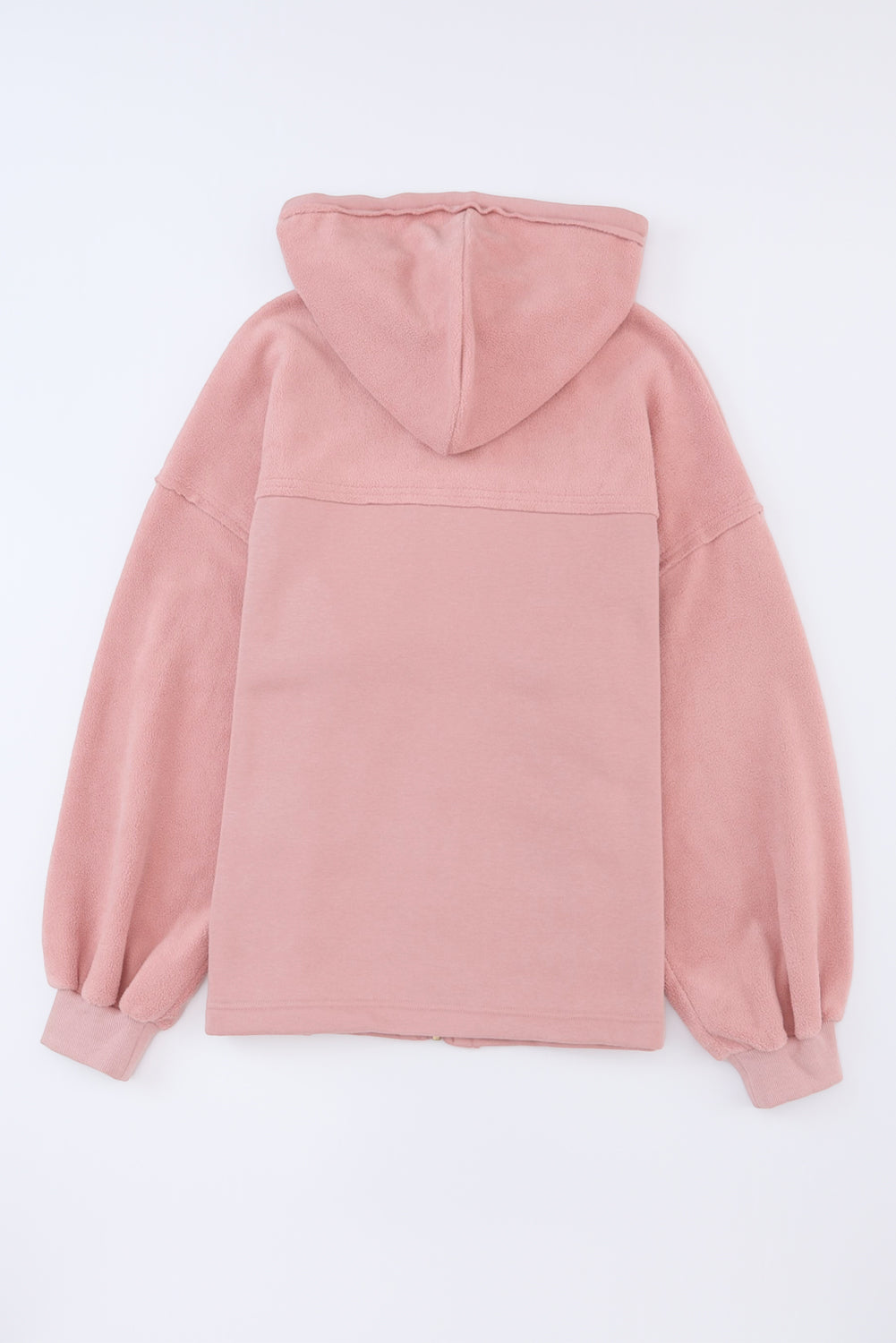 Flap Pocket Drawstring Hood Zip Up Jacket | Pink