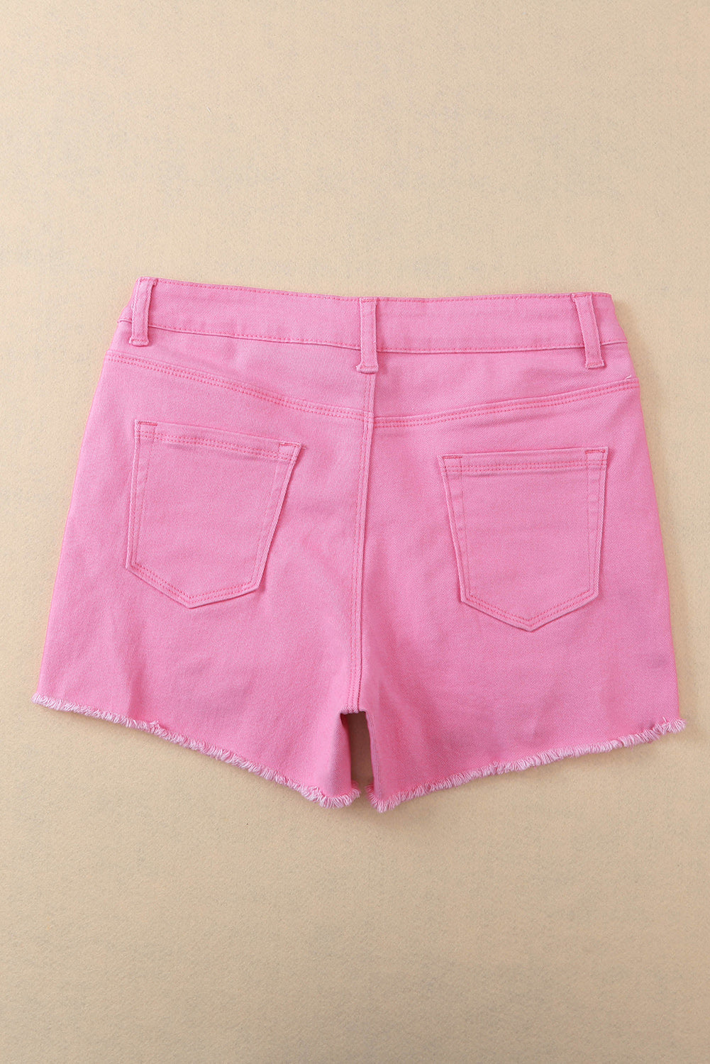 Solid Colour Distressed Denim Shorts | Rose