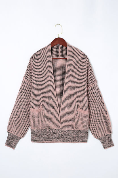 Chunky Waffle Knit Oversized Collar Cardigan | Pink