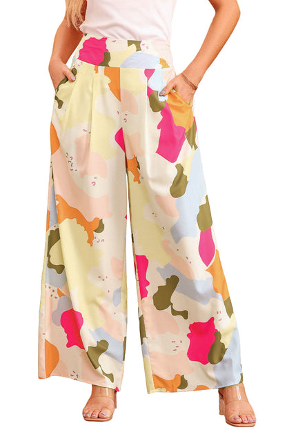 Colour Palette Print Flowy Wide Leg Pants | Multicolour