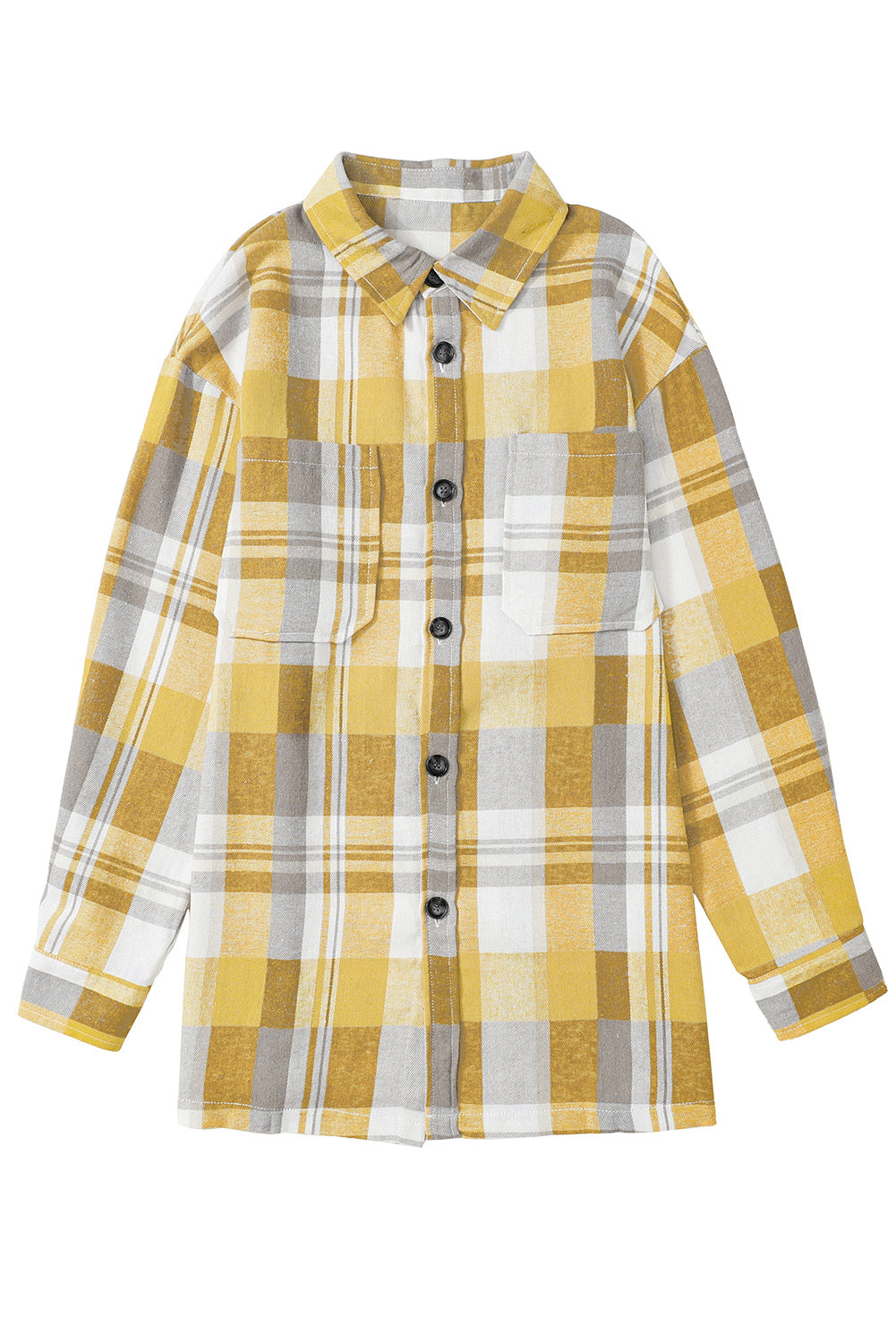 Plaid Button Up Patch Pocket Shirt | Yellow