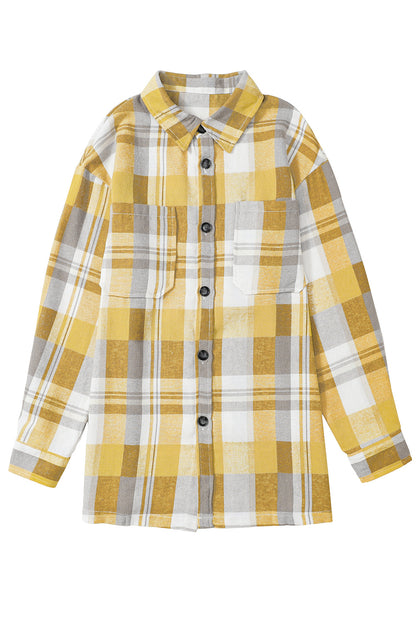 Plaid Button Up Patch Pocket Shirt | Yellow