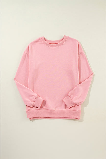 Solid Classic Crewneck Pullover Sweatshirt | Pink