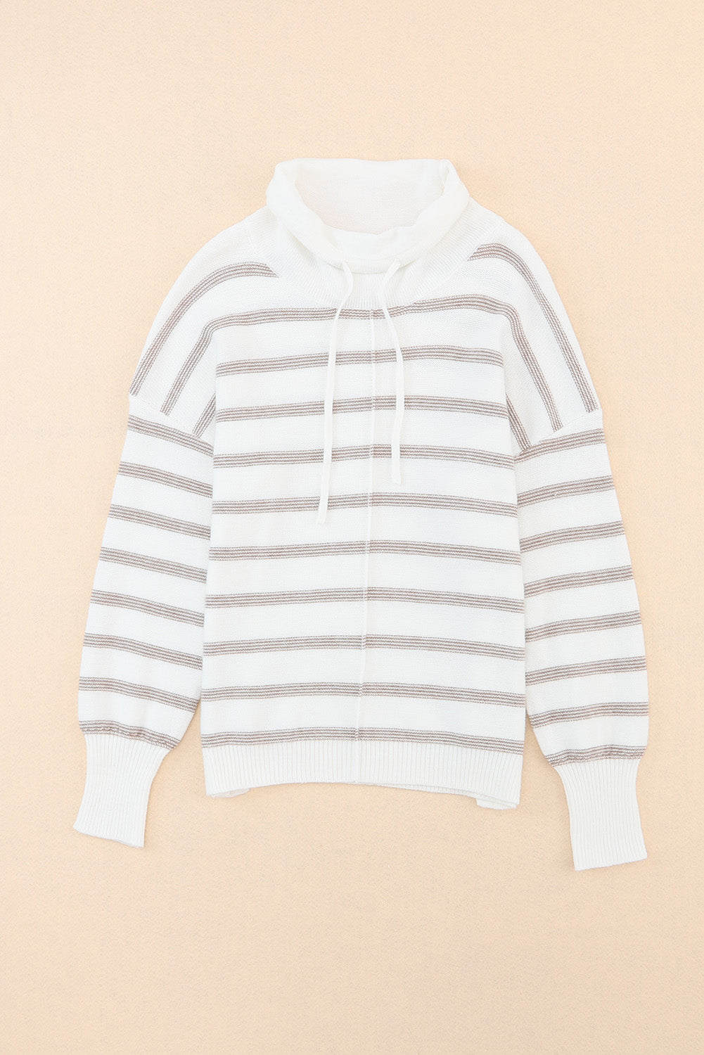 Cowl Neck d Print Drop Shoulder Sweater | Stripe