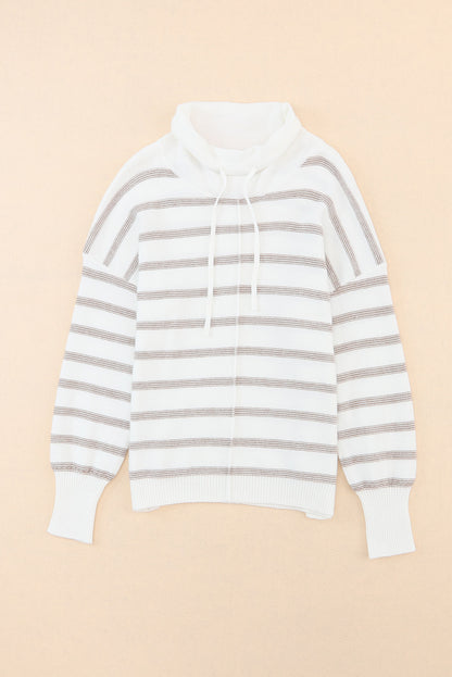 Cowl Neck d Print Drop Shoulder Sweater | Stripe