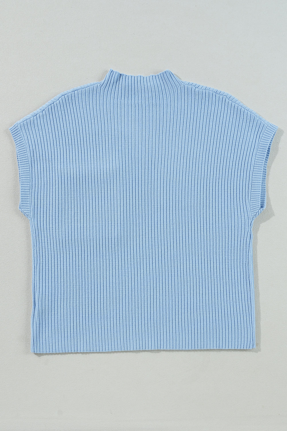 Patch Pocket Ribbed Knit Short Sleeve Sweater | Beau Blue