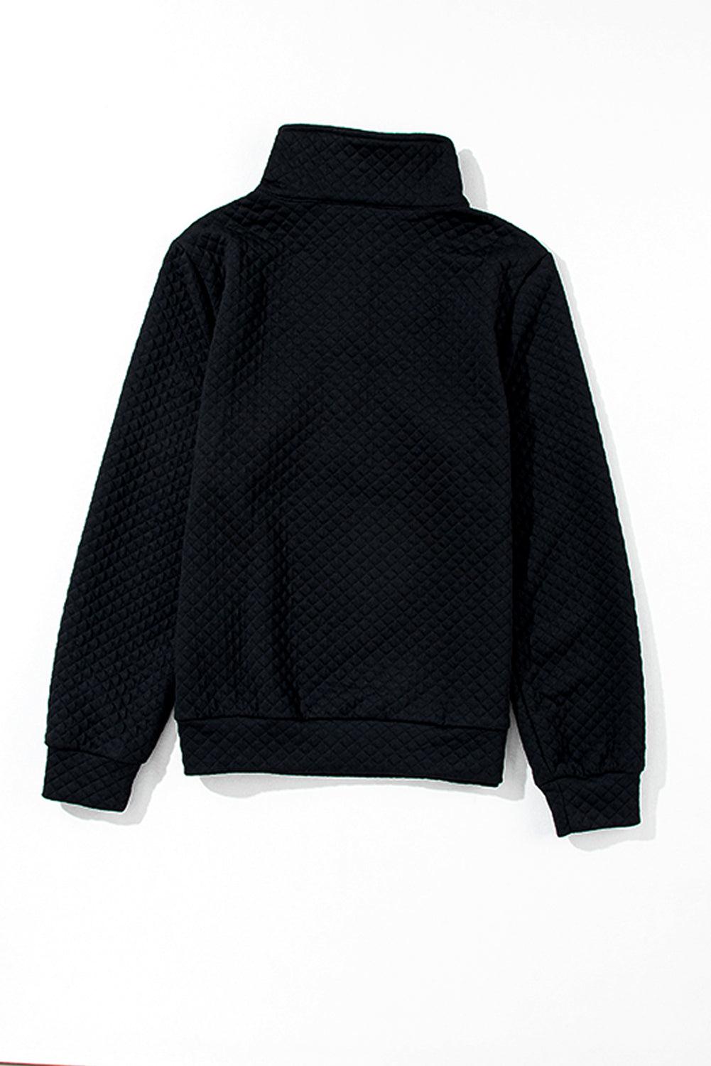 Solid Half Zipper Quilted Pullover Sweatshirt | Black