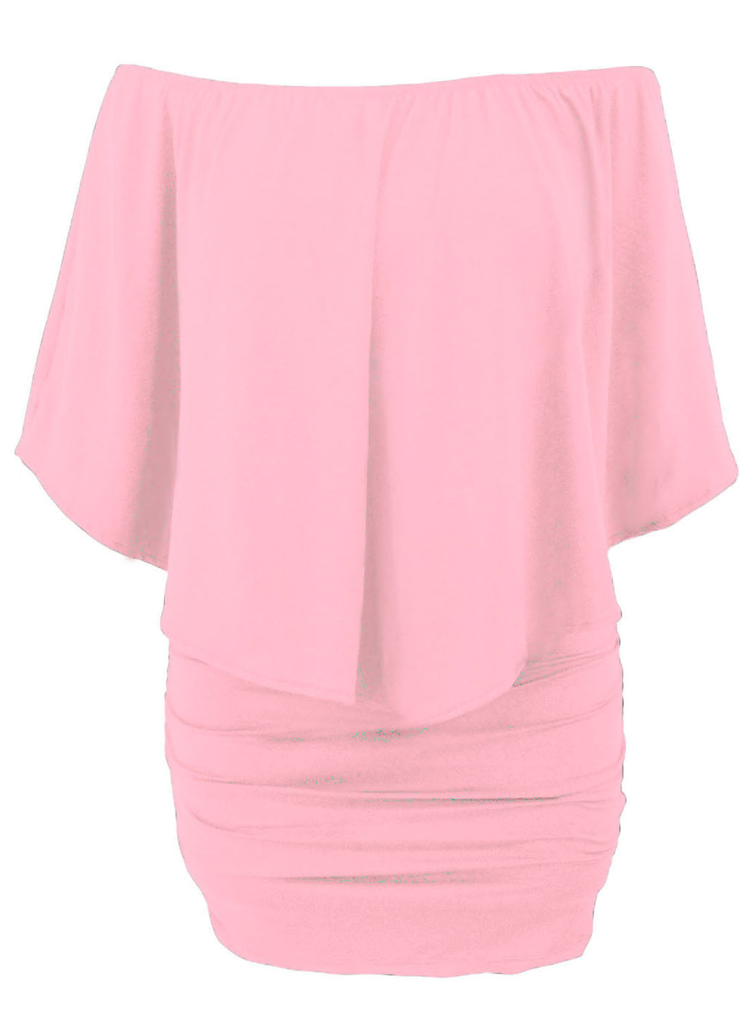 Plus Size Dressing Layered  Mini Poncho Dress | Pink