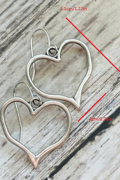 Heart Shape Hook Drop Earrings | Silvery