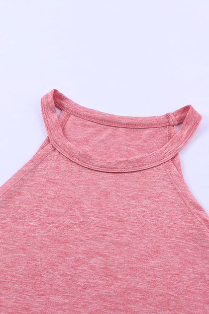 Solid Colour Crew Neck Tank Top | Pink