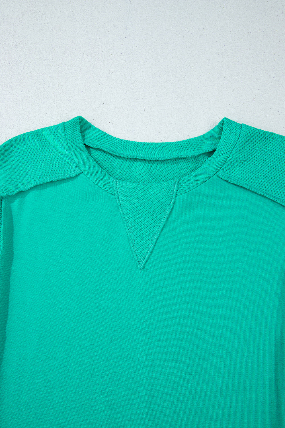 Splicing Round Neck Pullover Sweatshirt | Mint Green