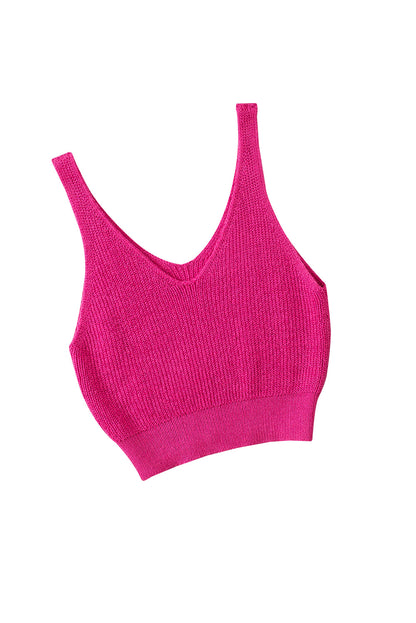 Cropped Woolen Knit Vest | Rose