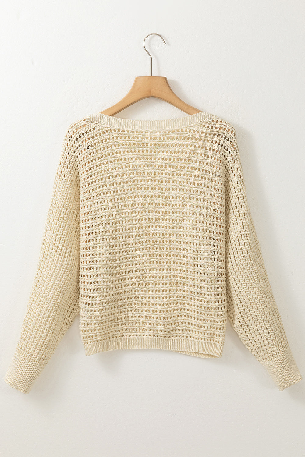 Open Knit Bracelet Sleeve Sweater | Apricot