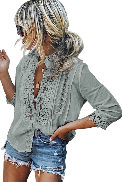 Sweet Mary Crochet Lace Top | Gray