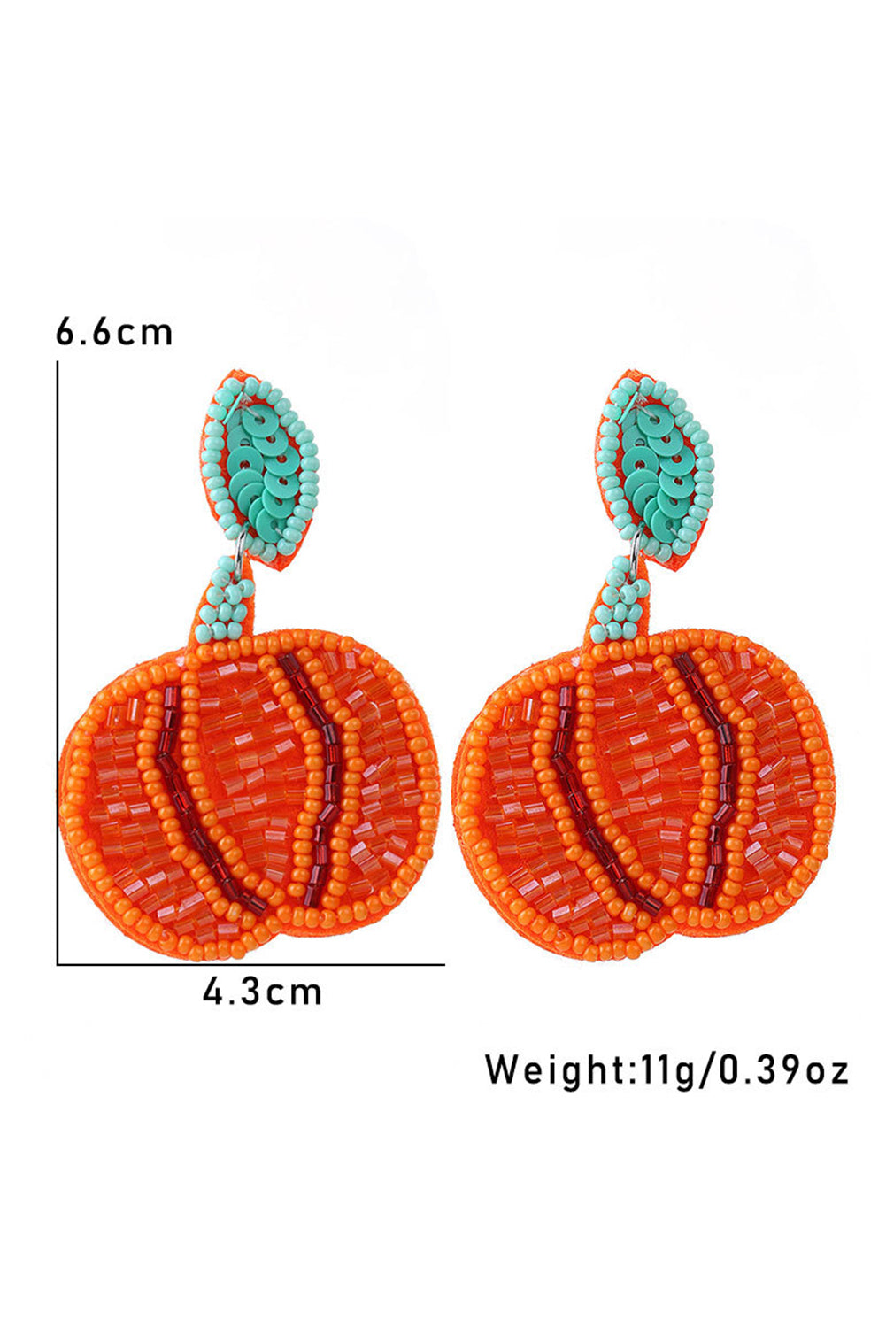 Halloween Pumpkin Rice Beaded Drop Earrings | Orange