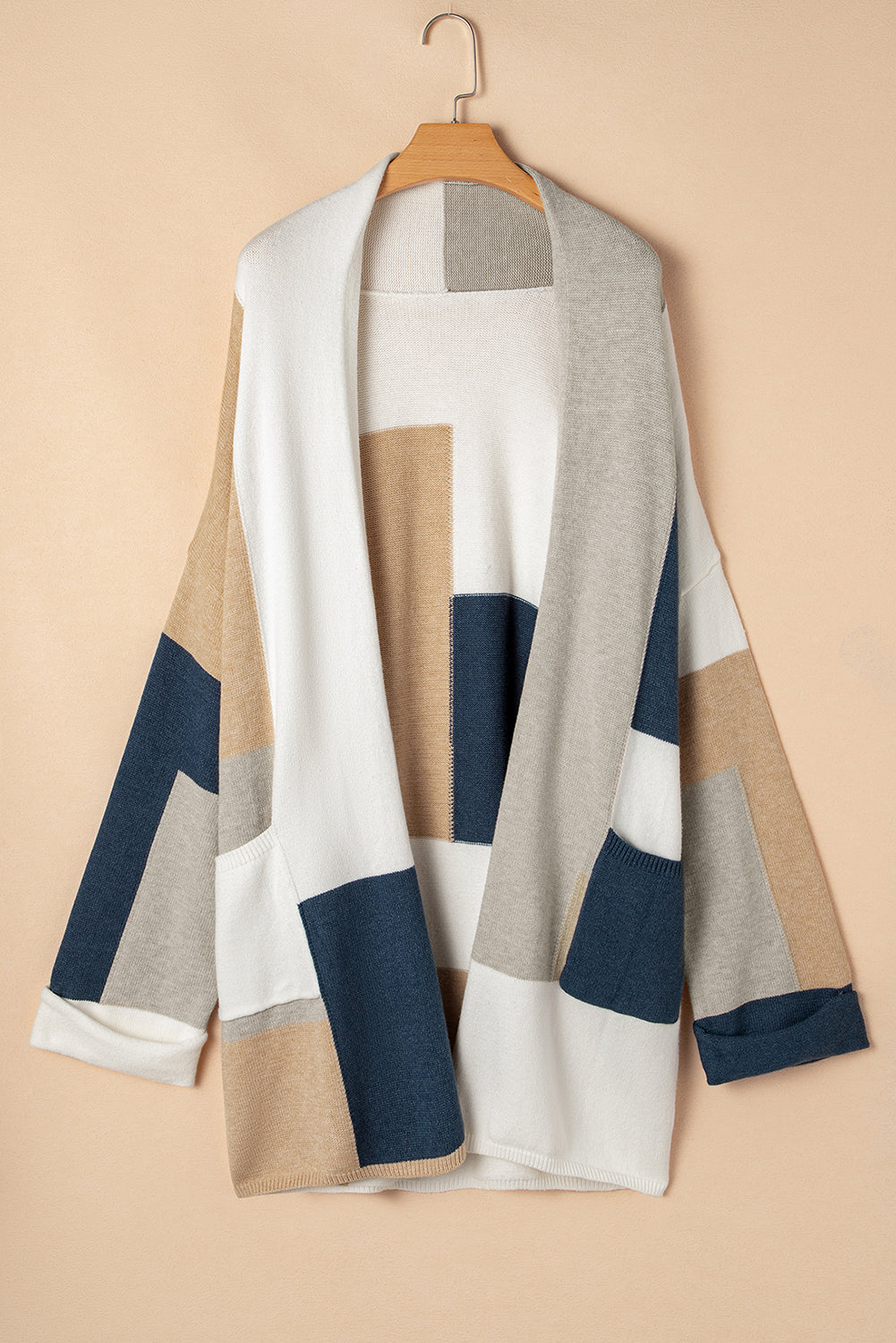 Plus Size Colourblock Knit Cardigan | Multicolour