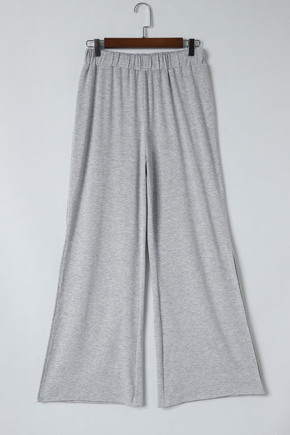 Side Slits Wide Leg High Waist Pants | Gray