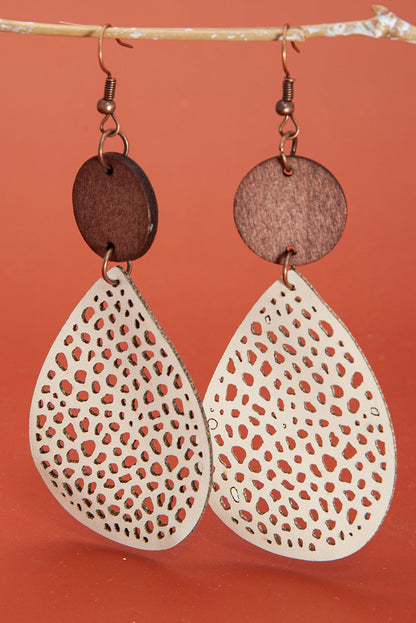 Colourblock Cut-Out Water Drop Hook Earrings | Apricot