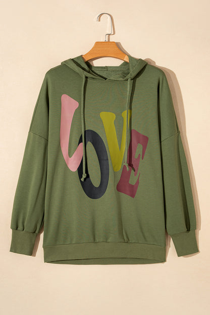 Love Letter Graphic Drop Shoulder Oversize Hoodie | Mist Green