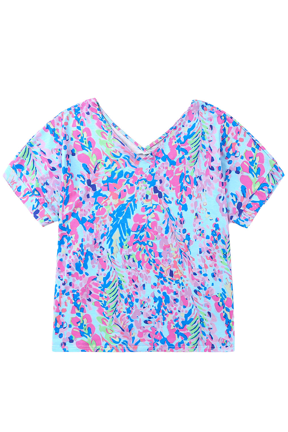 Loose Painted Floral Tee | Sky Blue