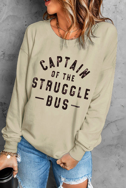 Captin Of The Struggle Bus Graphic Sweatshirt | Khaki