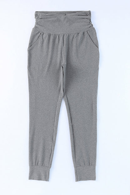 High Waist Pleated Pocket Leggings | Gray