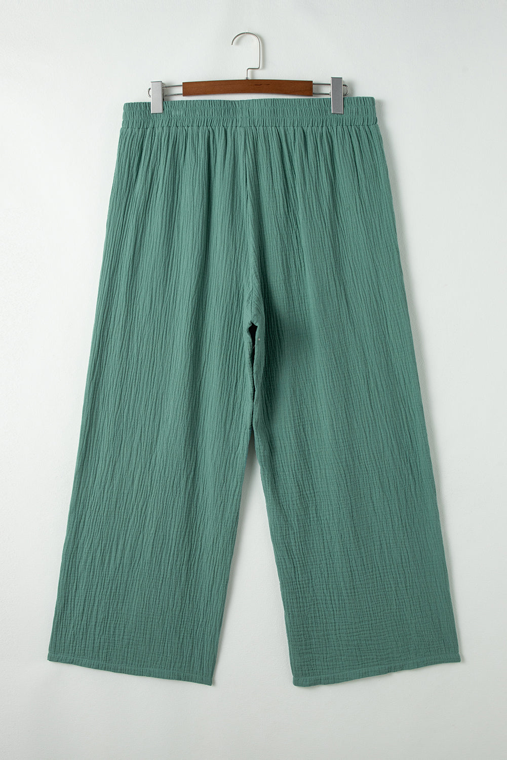 Plus Size Textured Frayed Edge Wide Leg Pants | Smoke Green