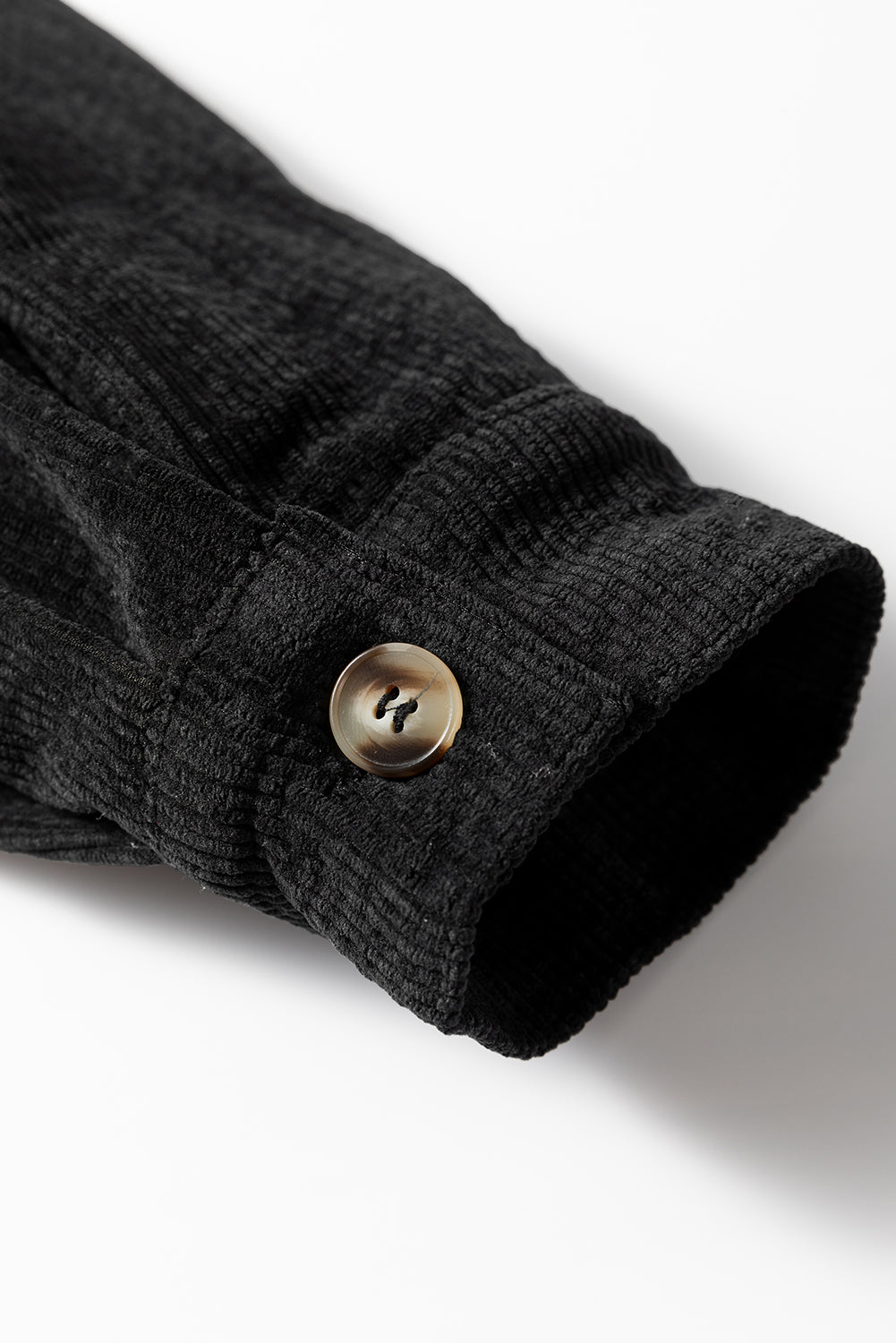 Corduroy Flap Pocket Button Up Shacket | Black