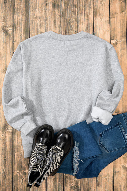 Solid Fleece Lined Drop Shoulder Terry Sweatshirt | Gray