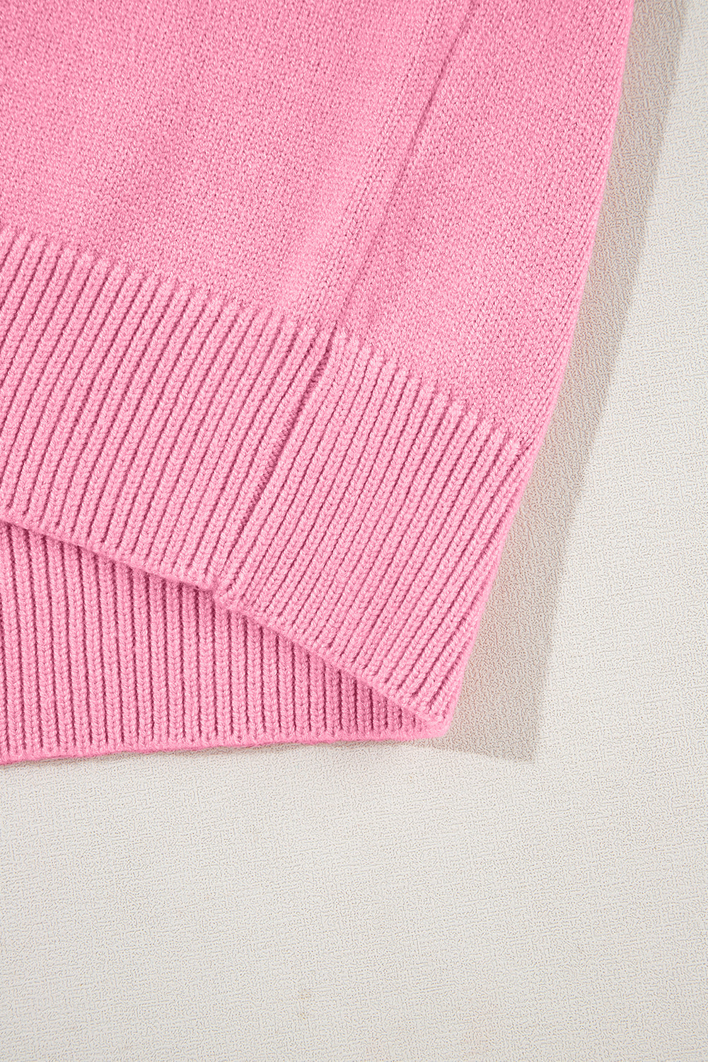 Pearled Colourblock Crew Neck Half Sleeve Sweater | Rose Red