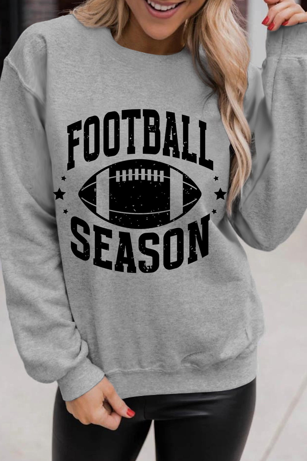 Ragby Football Season Graphic Crewneck Sweatshirt | Gray