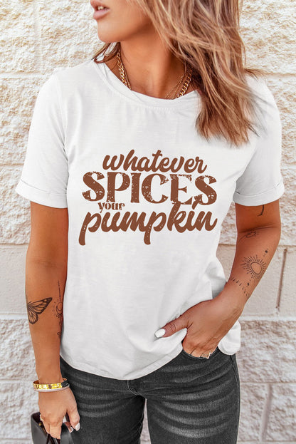 Whatever Spices Your Pumpkin Graphic Tee | White