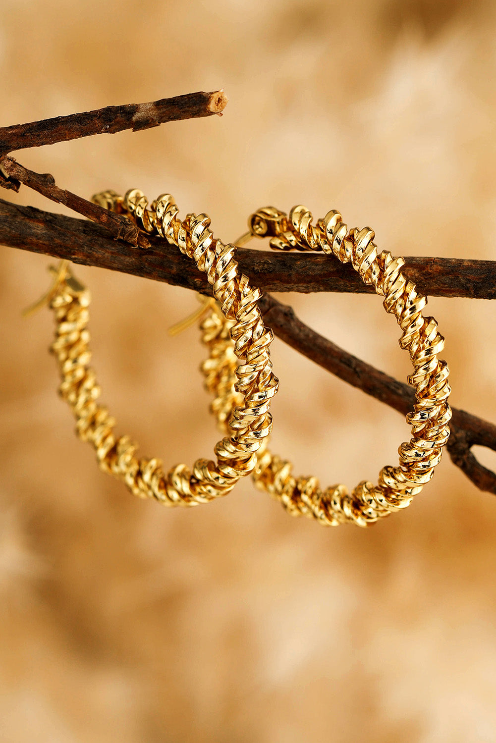 Vintage Textured Hoop Earrings | Gold