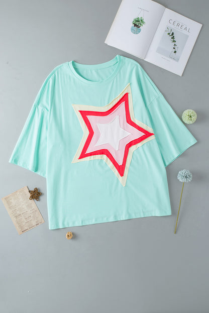 Colourblock Star Patch Plus Size Tunic | Moonlight Jade