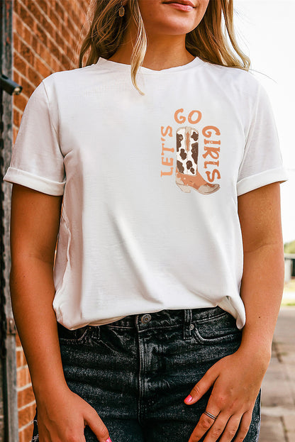 Double-Side Cowboy Hat & Boots Graphic Tee | White