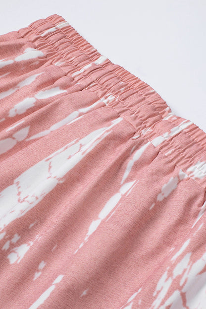 Tie Dye Drawstring Casual Shorts | Pink