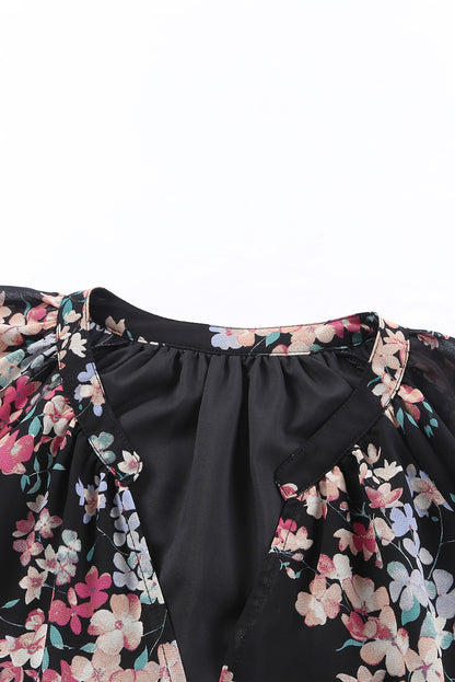 Wildflower Print Chiffon Blouse | Black