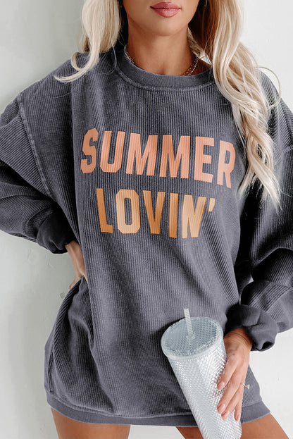 Summer Lovin Graphic Textured Pullover Sweatshirt | Gray