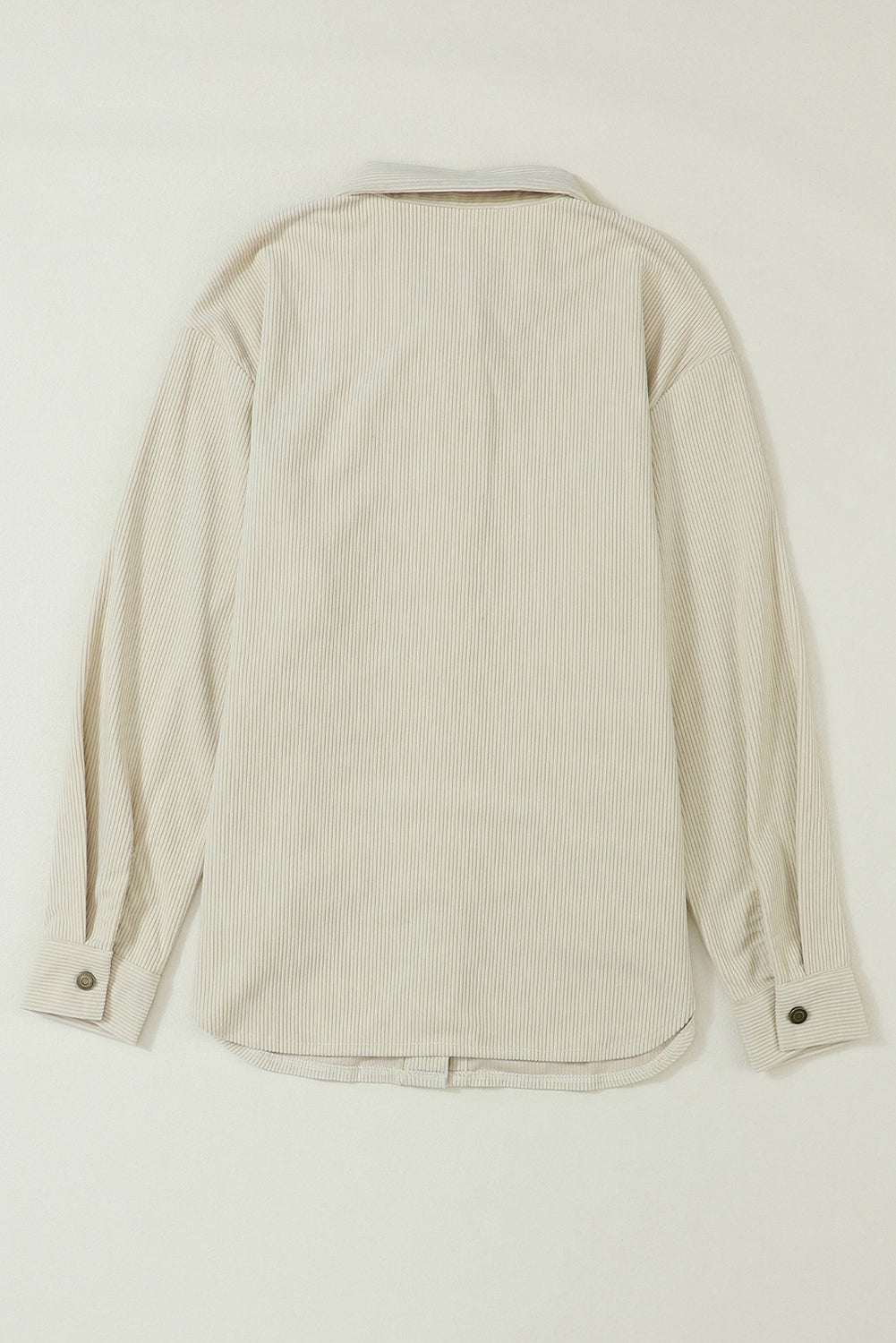 Corduroy Buttoned Front Pocketed Shacket | Beige