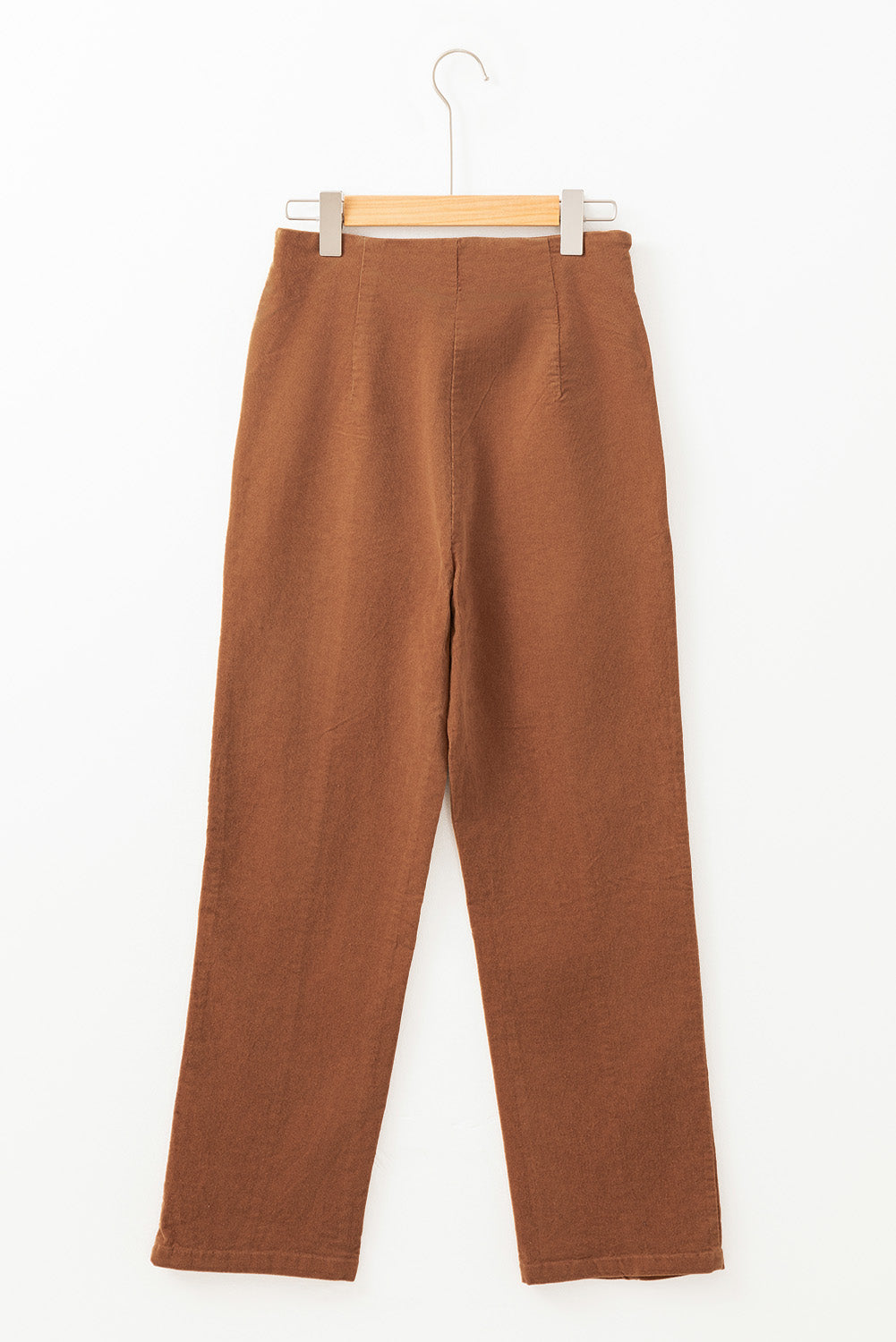 Solid Colour Double Breasted Straight Leg Pants | Chestnut