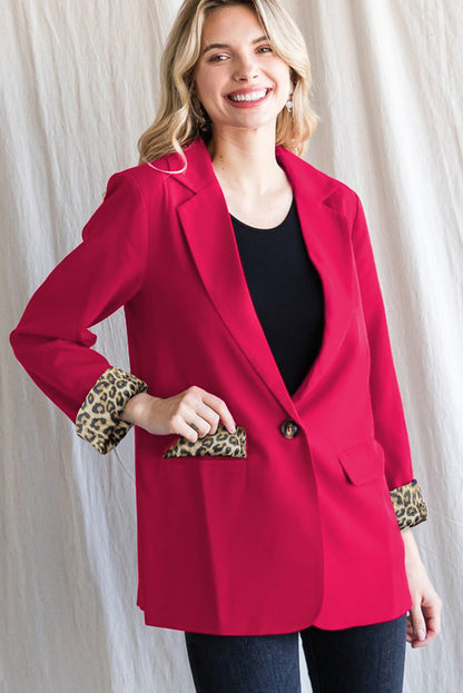 Leopard Lined Blazer | Rose