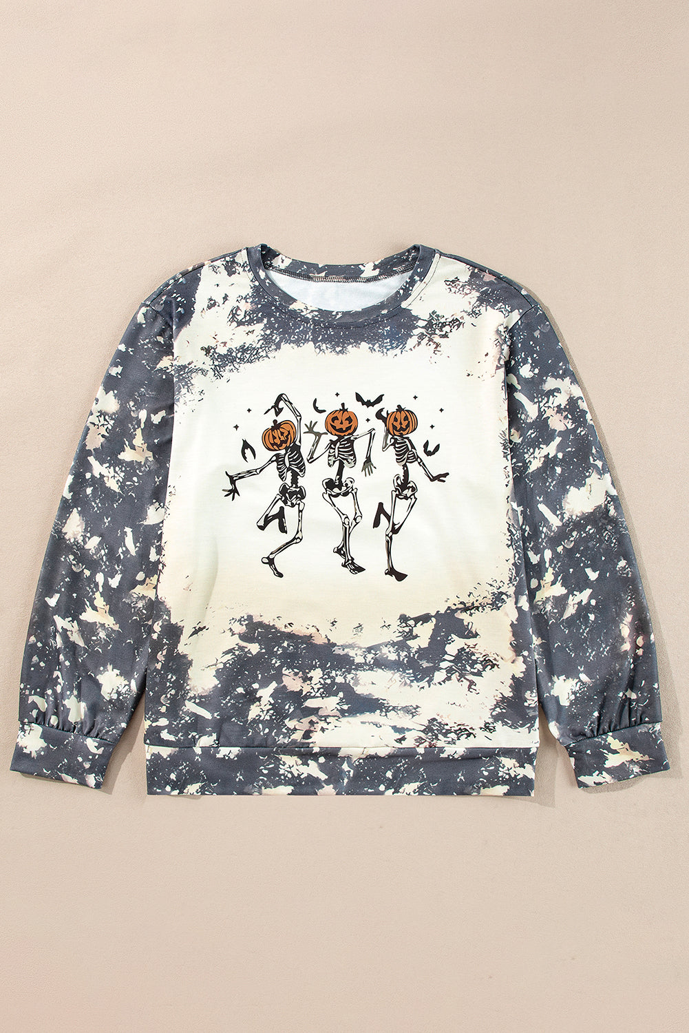 Dancing Skeleton Halloween Tie Dye Long Sleeve Top | Multicolour