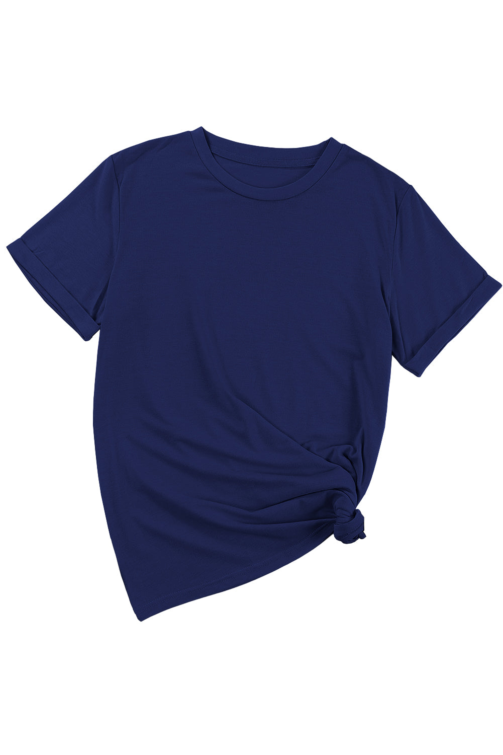 Casual Plain Crew Neck Tee | Blue