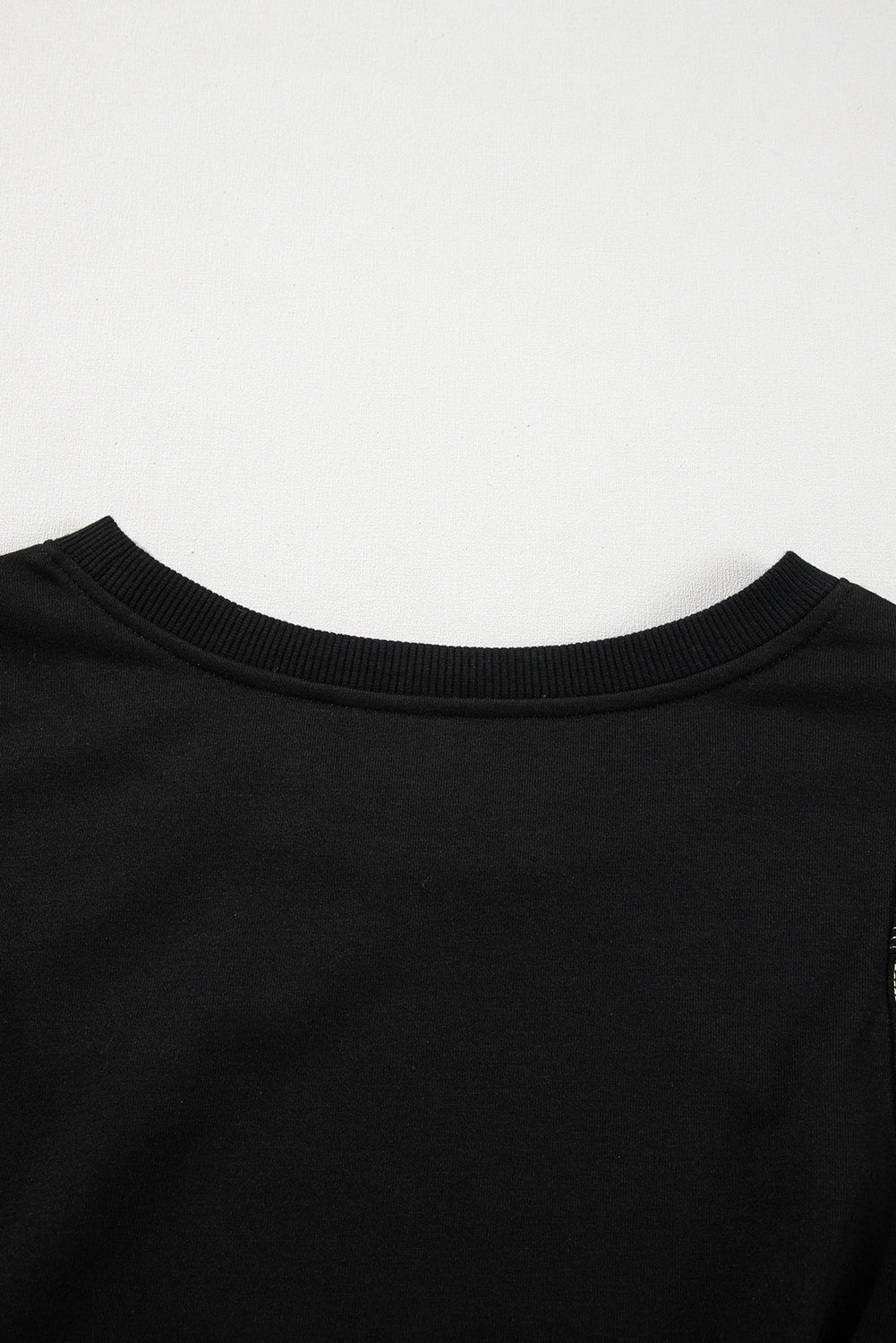 Contrast Stitches Detail Puffy Half Sleeve Blouse | Black