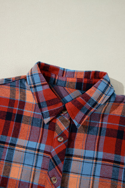 Plaid Print Loose Vintage Shirt | Red