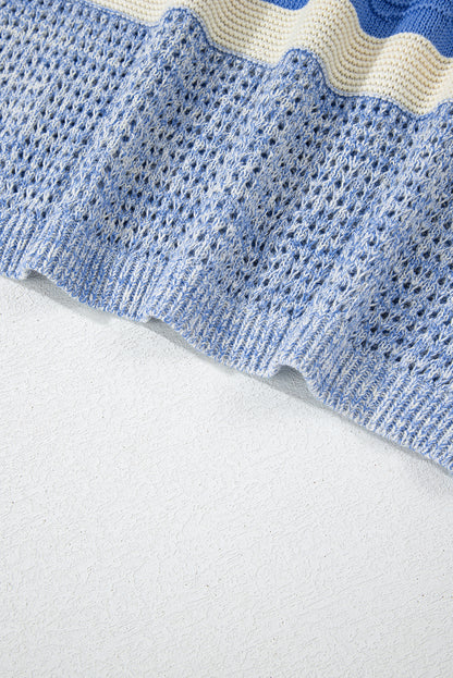 Open Stitch Puff Sleeve Sweater | Light Blue