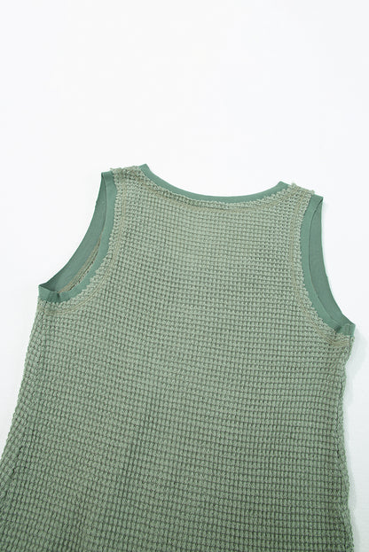 Scoop Neck Waffle Knit Flowy Vest | Sea Green