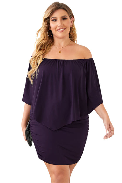 Multiple Dressing Layered  Mini Poncho Dress | Purple